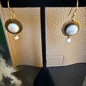Howlite Brass Drop Earrings
